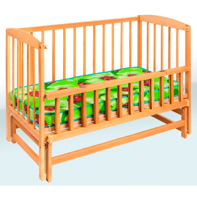 Детская кроватка Гойдалка на шарнирах с откидной боковиной (бук)